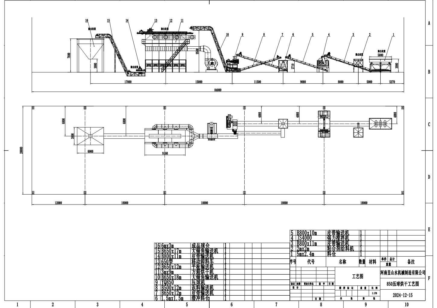 壓球烘干工藝生產線